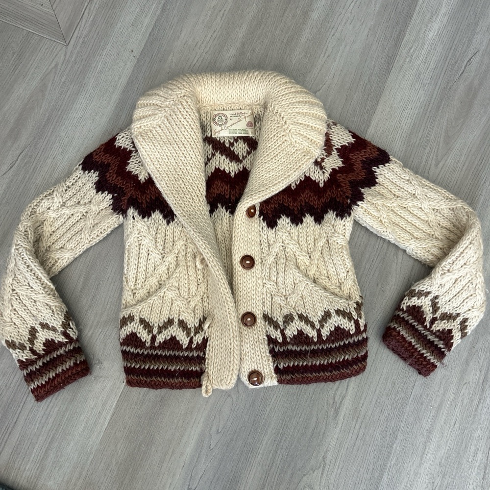Vintage Angela Campos De Morris Wool cowichan sweater 1970s